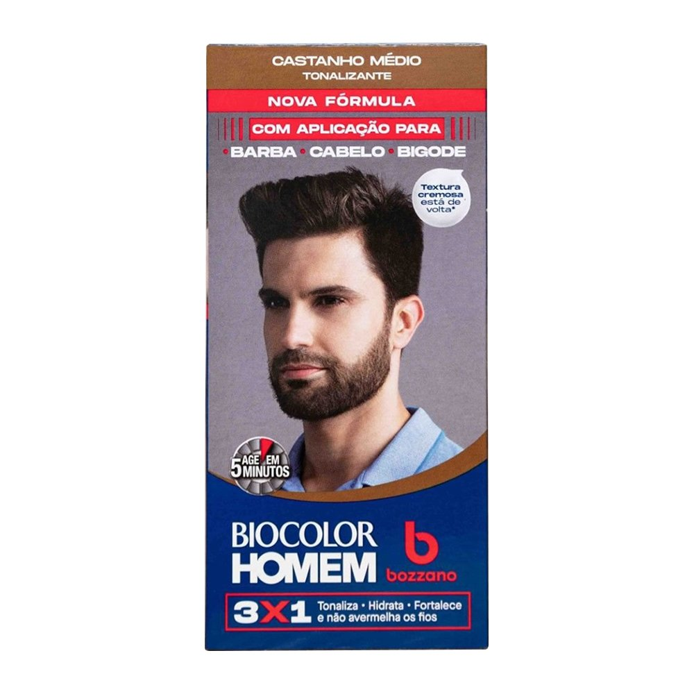 Tonalizante de Cabelo Masculino Bozzano Biocolor Homem Castanho Médio Tonalizante de Cabelo Masculino Bozzano Biocolor Homem Castanho Médio