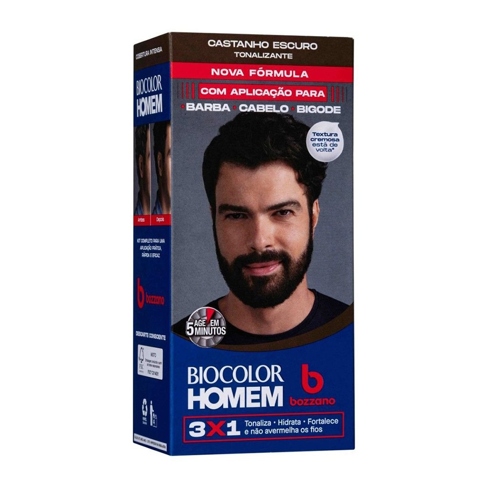 Tonalizante de Cabelo Masculino Biocolor Homem Bozzano Castanho Escuro Tonalizante de Cabelo Masculino Biocolor Homem Bozzano Castanho Escuro