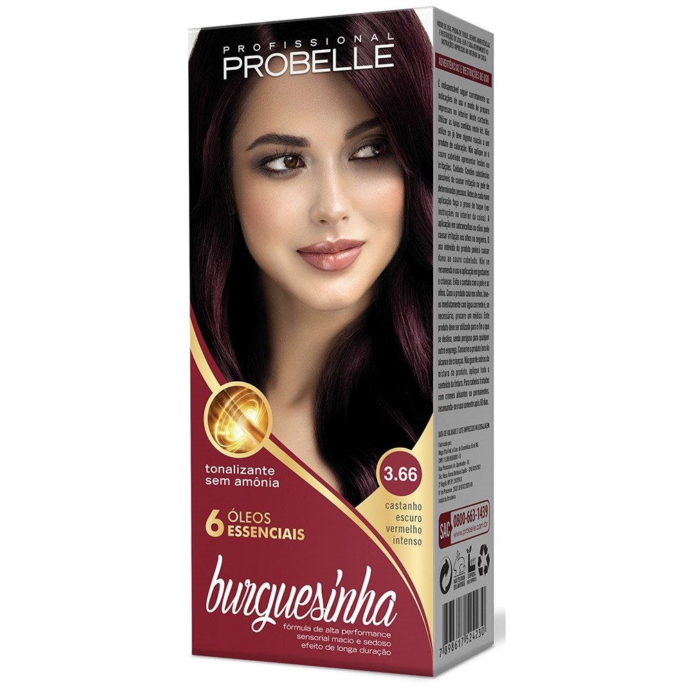 Tintura Probelle Burguesinha Tonalizante 3.66 Castanho Escuro Vermelho Intenso 50ml Tintura Probelle Burguesinha Tonalizante 3.66 Castanho Escuro Vermelho Intenso 50ml