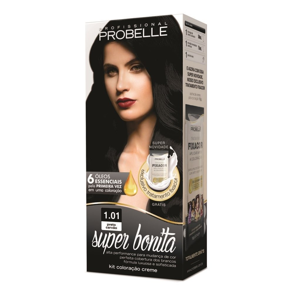 Tintura Probelle Super Bonita 1.01 Preto Carvão 50ml Tintura Probelle Super Bonita 1.01 Preto Carvão 50ml