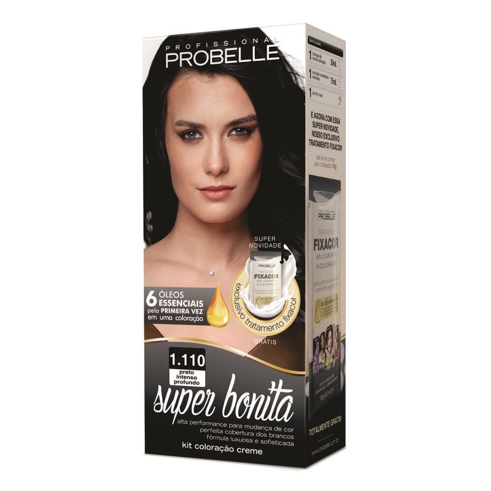 Tintura Probelle Super Bonita 1.110 Preto Intenso Profundo 50ml Tintura Probelle Super Bonita 1.110 Preto Intenso Profundo 50ml