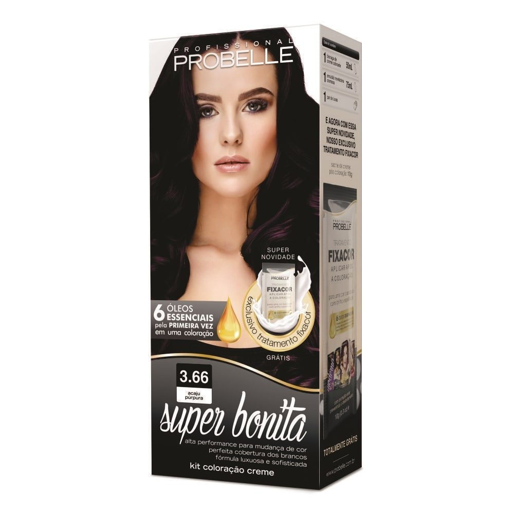 Tintura Probelle Super Bonita 3.66 Acaju Púrpura 50ml Tintura Probelle Super Bonita 3.66 Acaju Púrpura 50ml
