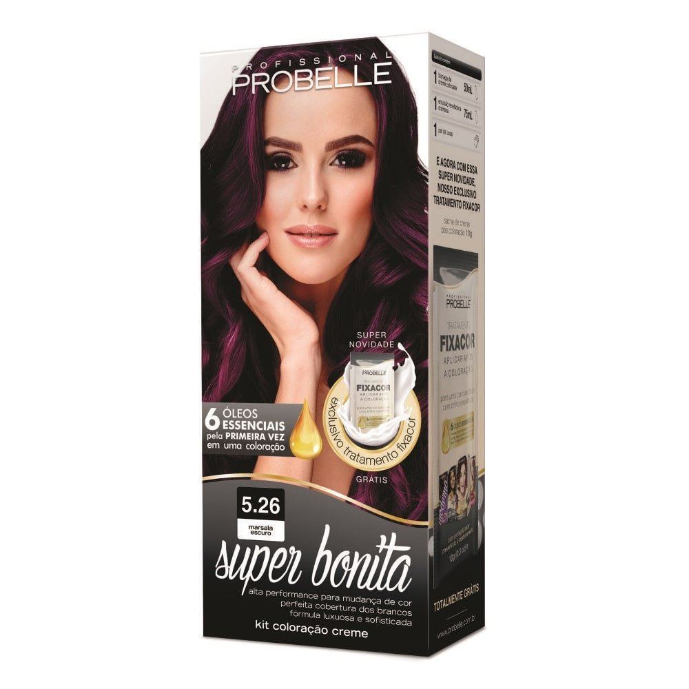 Tintura Probelle Super Bonita 5.26 Marsala Escuro 50ml Tintura Probelle Super Bonita 5.26 Marsala Escuro 50ml