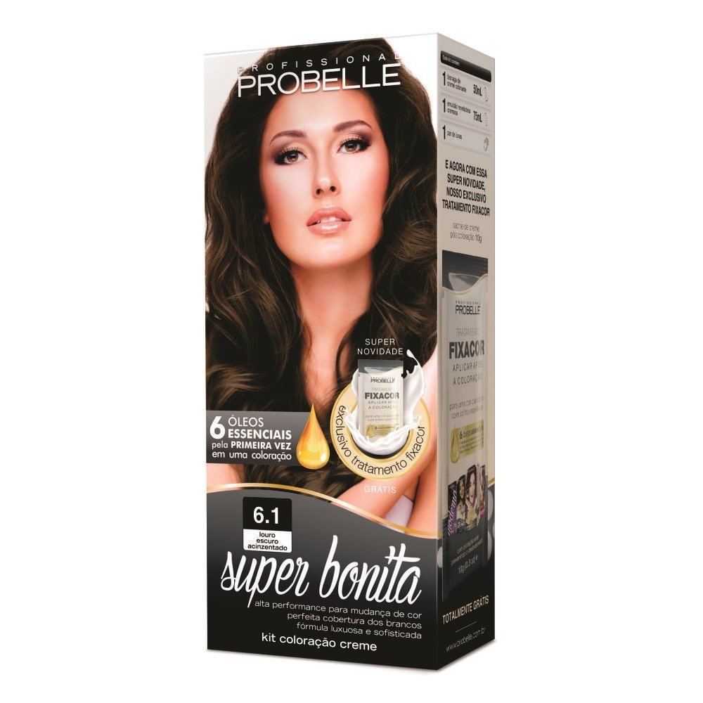 Tintura Probelle Super Bonita 6.1 Louro Escuro Acinzantado 50ml Tintura Probelle Super Bonita 6.1 Louro Escuro Acinzantado 50ml