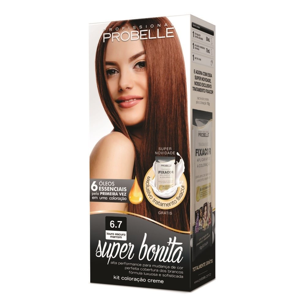 Tintura Probelle Super Bonita 6.7 Louro Escuro Marrom 50ml Tintura Probelle Super Bonita 6.7 Louro Escuro Marrom 50ml