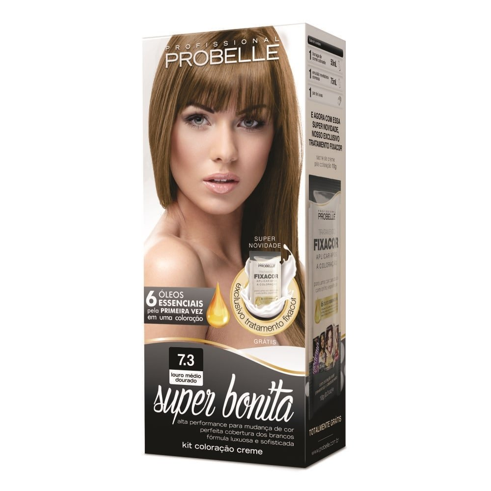 Tintura Probelle Super Bonita 7.3 Louro Médio Dourado 50ml Tintura Probelle Super Bonita 7.3 Louro Médio Dourado 50ml