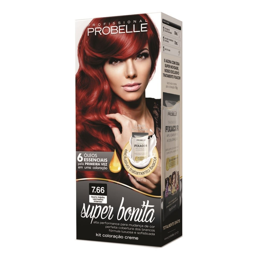 Tintura Probelle Super Bonita 7.66 Louro Médio Vermelho Intenso 50ml Tintura Probelle Super Bonita 7.66 Louro Médio Vermelho Intenso 50ml