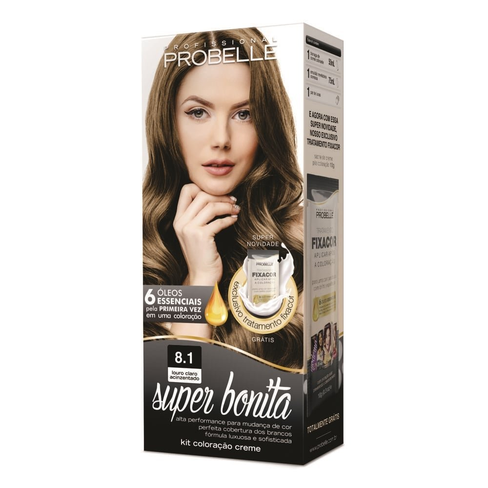 Tintura Probelle Super Bonita 8.1 Louro Claro Acinzentado 50ml Tintura Probelle Super Bonita 8.1 Louro Claro Acinzentado 50ml