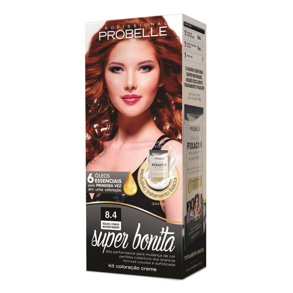 Tintura Probelle Super Bonita 8.4 Louro Claro Acobreado 50ml Tintura Probelle Super Bonita 8.4 Louro Claro Acobreado 50ml
