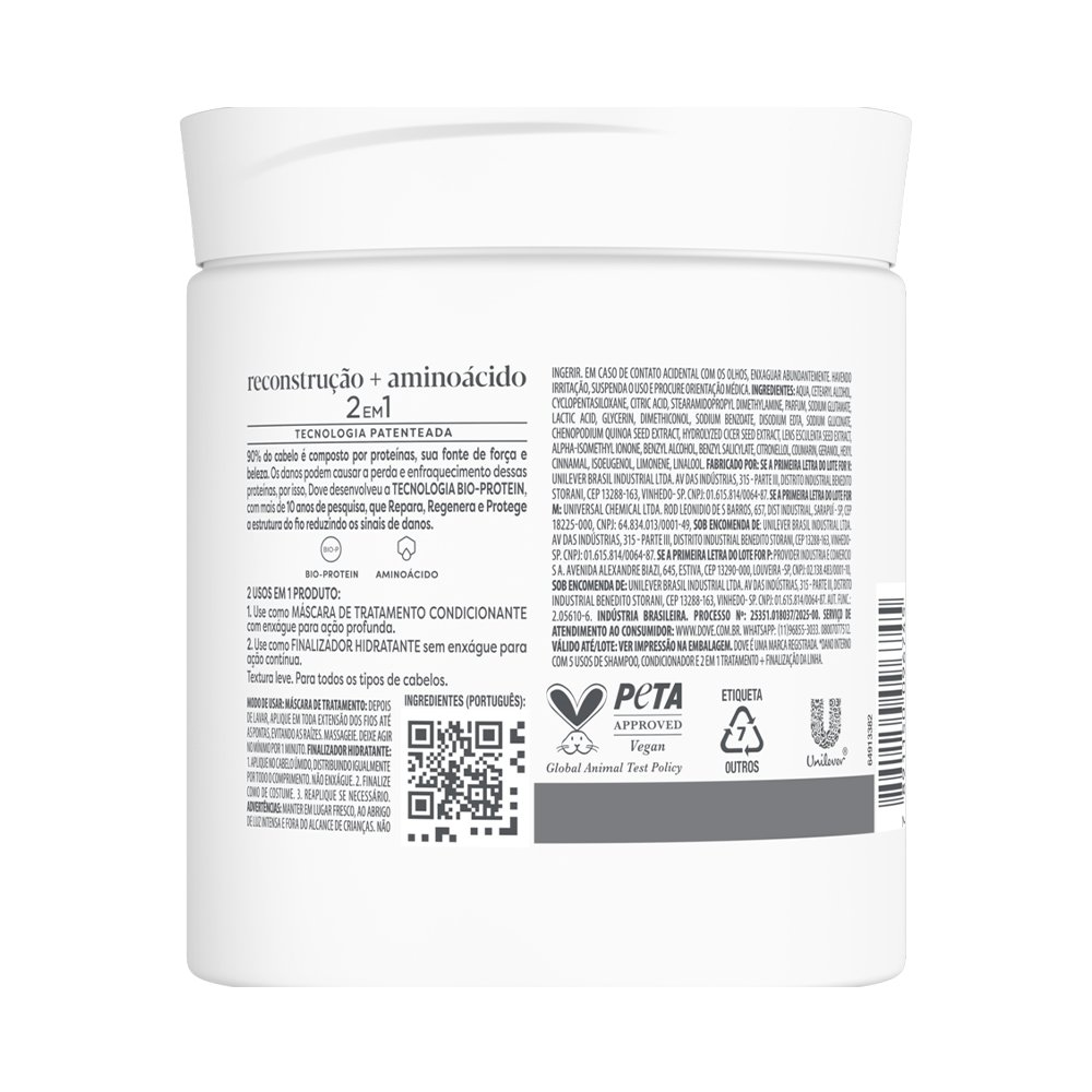 Máscara de Tratamento Dove 2 em 1 Rescontrução 500g Máscara de Tratamento Dove 2 em 1 Rescontrução 500g