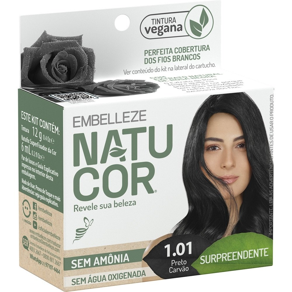 Tintura Natucor em Pó Pequena 1.01 Preto Carvão Tintura Natucor em Pó Pequena 1.01 Preto Carvão