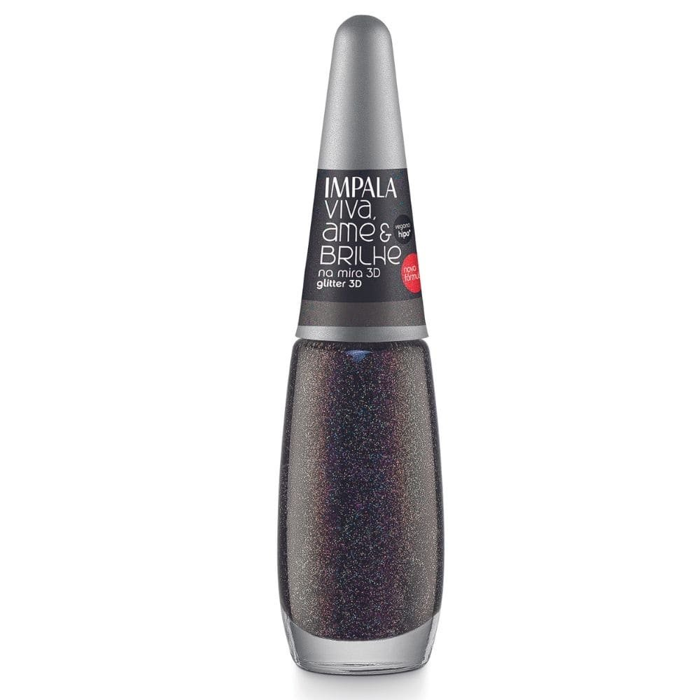 Esmalte Impala Viva, Ame e Brilhe Glitter, Na Mira - Blister, 7,5ml Esmalte Impala Viva, Ame e Brilhe Glitter, Na Mira - Blister, 7,5ml