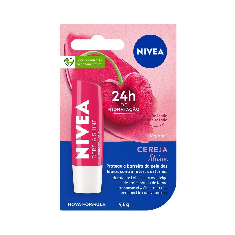 Protetor Labial Nivea Hidratante Cereja Shine 4,8g Protetor Labial Nivea Hidratante Cereja Shine 4,8g