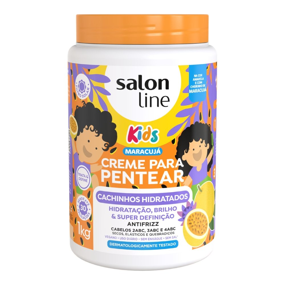 Creme para Pentear Salon Line Kids Cachinhos Hidratados Maracuja 1kg Creme para Pentear Salon Line Kids Cachinhos Hidratados Maracuja 1kg