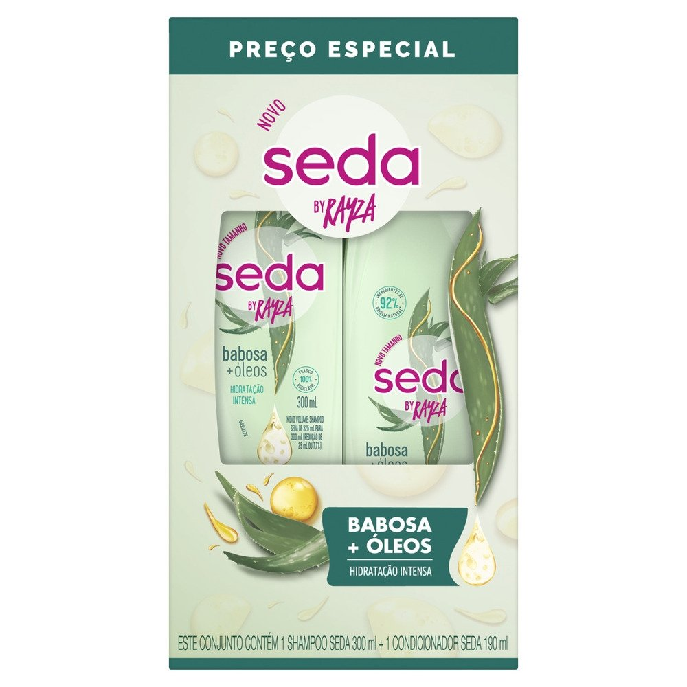Kit Seda Babosa e Óleos by Rayza Shampoo 300ml + Condicionador 190ml Kit Seda Babosa e Óleos by Rayza Shampoo 300ml + Condicionador 190ml