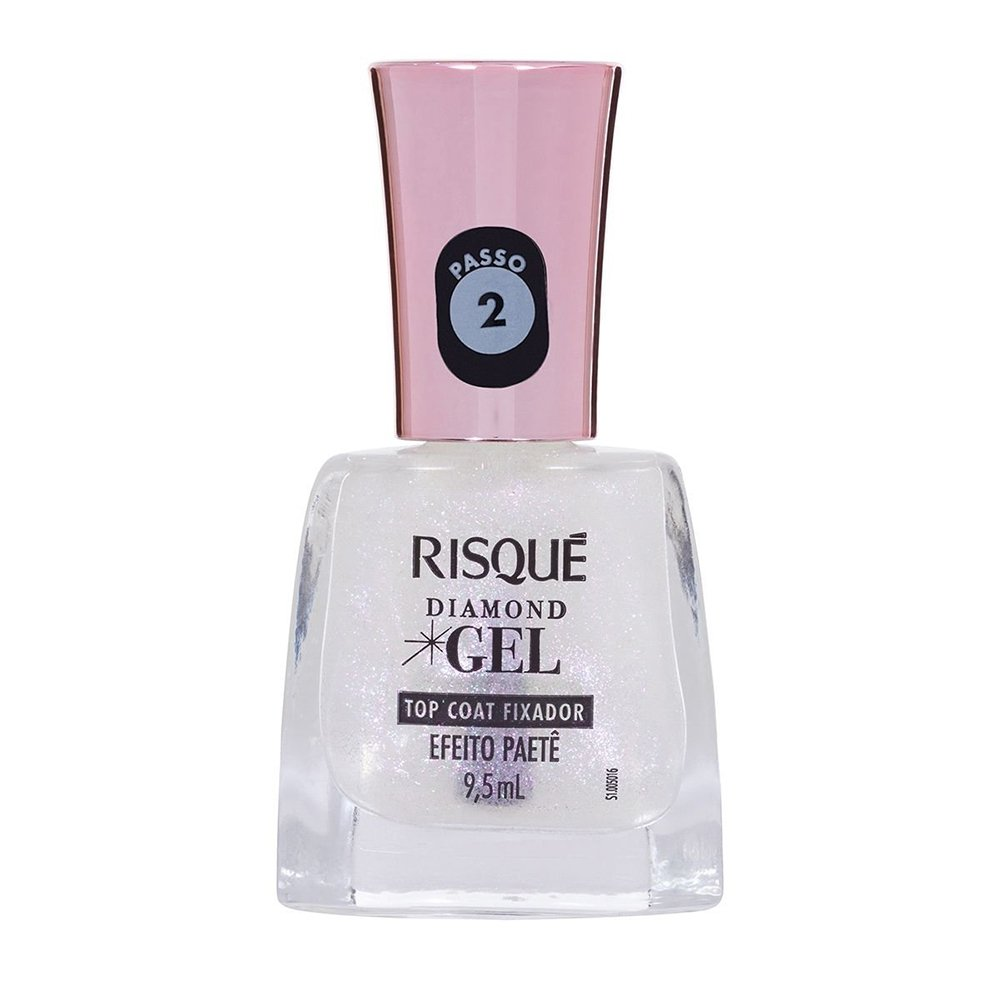 Esmalte Risqué Diamond Gel Top Coat Fixador Efeito Paetê Avulso 9,5ml Esmalte Risqué Diamond Gel Top Coat Fixador Efeito Paetê Avulso 9,5ml