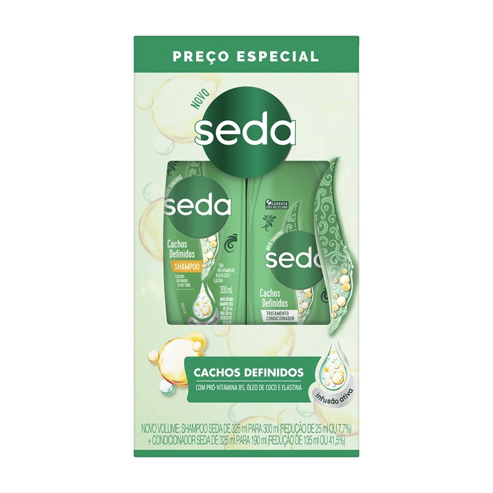 Kit Shampoo 300ml + Condicionador 190ml Seda Cachos Definidos Kit Shampoo 300ml + Condicionador 190ml Seda Cachos Definidos