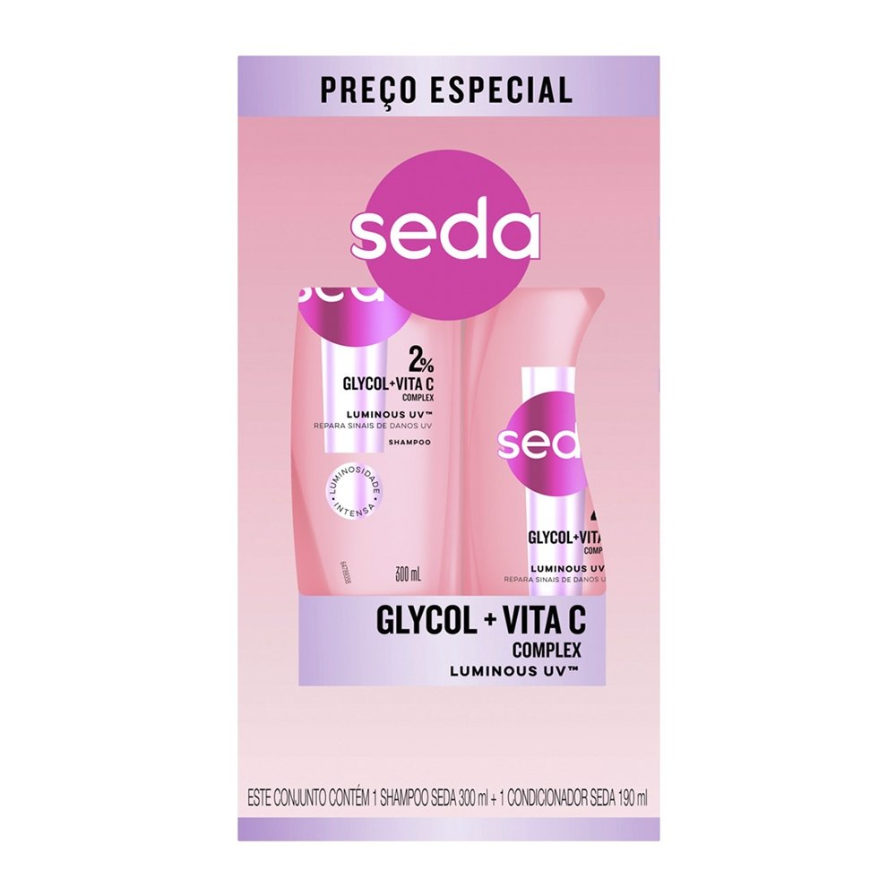 Shampoo 300ml + Condicionador - Seda Luminous UV 190ml Shampoo 300ml + Condicionador - Seda Luminous UV 190ml