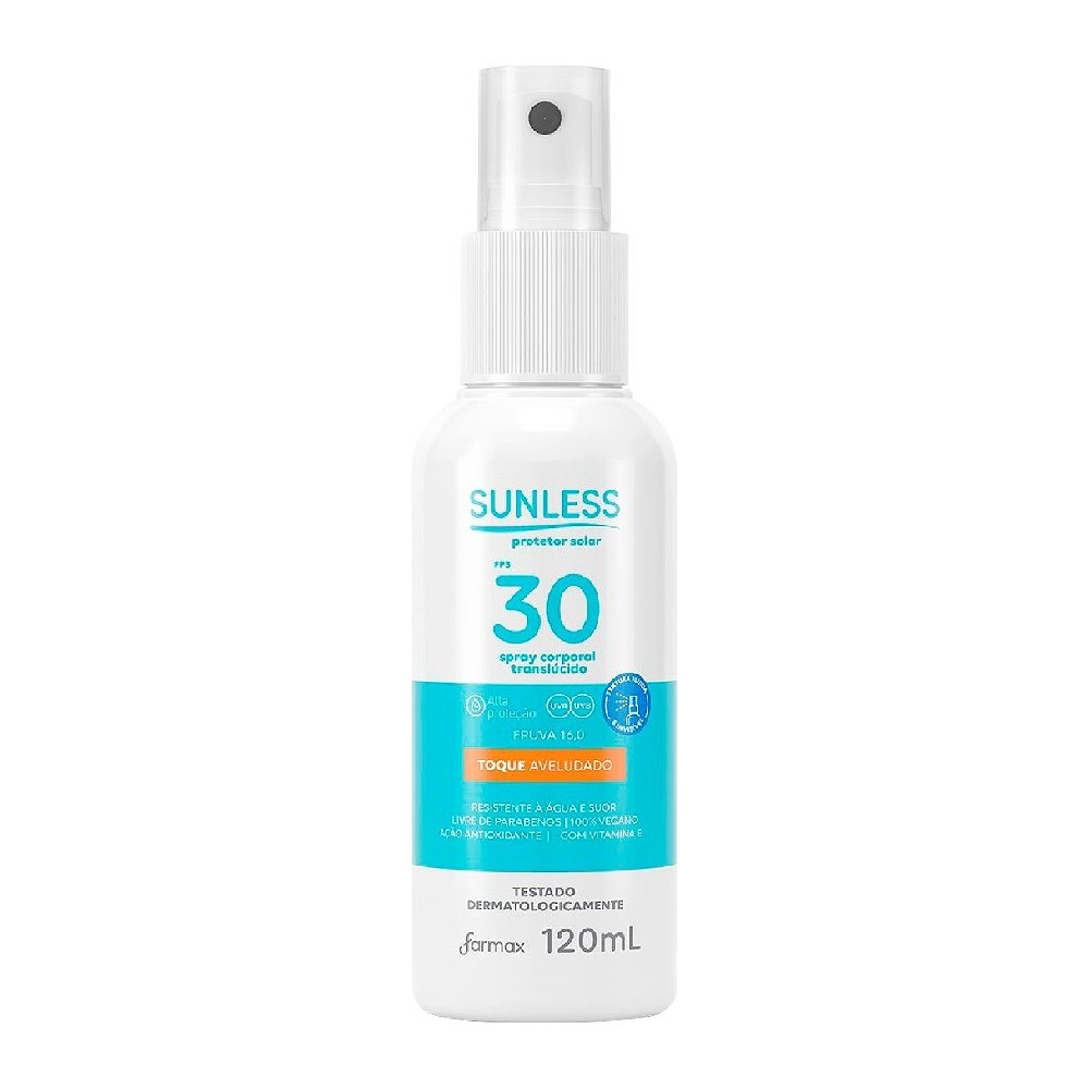 Protetor Solar Sunless Spray FPS 30 Translúcido 120ml Protetor Solar Sunless Spray FPS 30 Translúcido 120ml