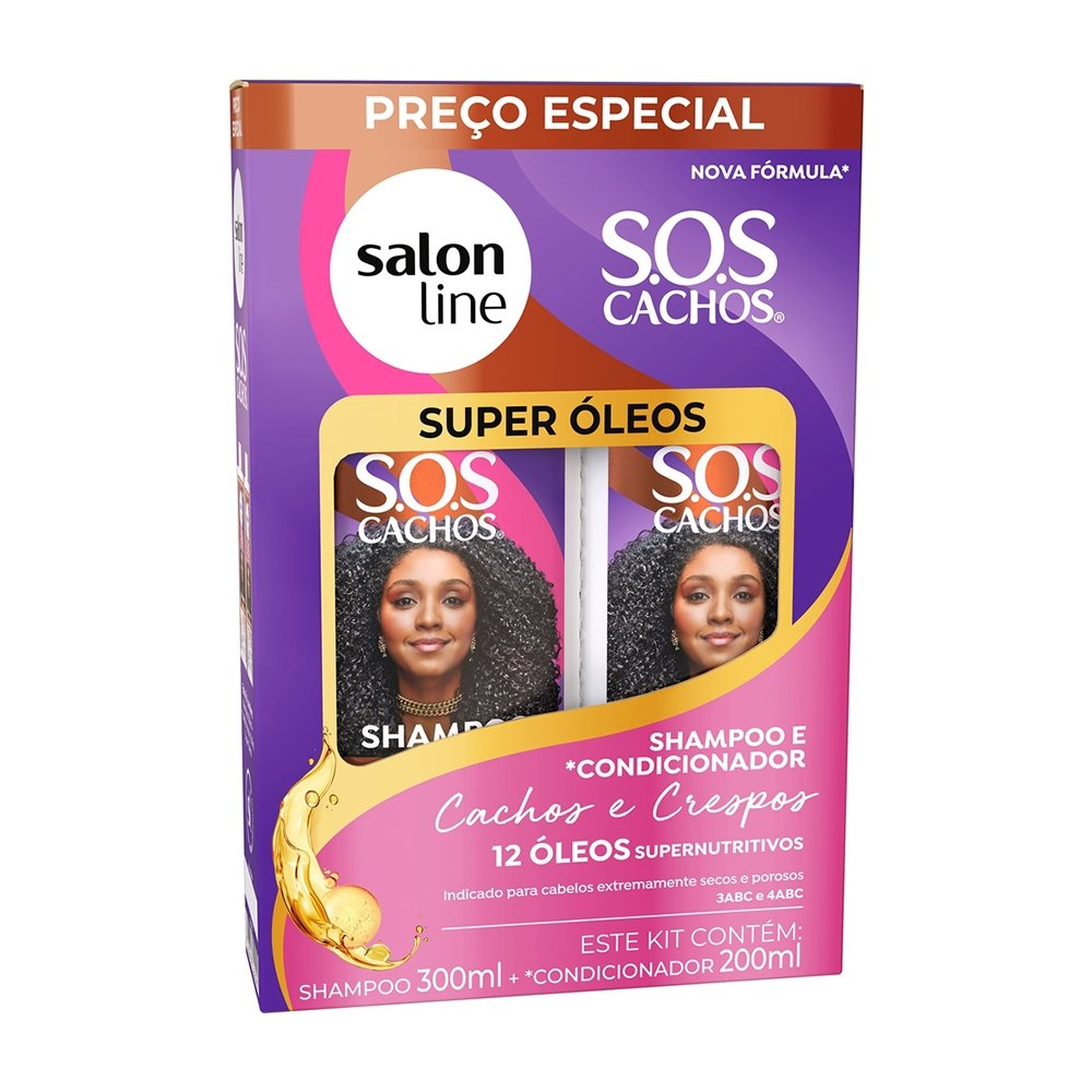 Kit Shampoo 300ml + Condicionador Salon Line Sos Super Óleos 200ml Kit Shampoo 300ml + Condicionador Salon Line Sos Super Óleos 200ml