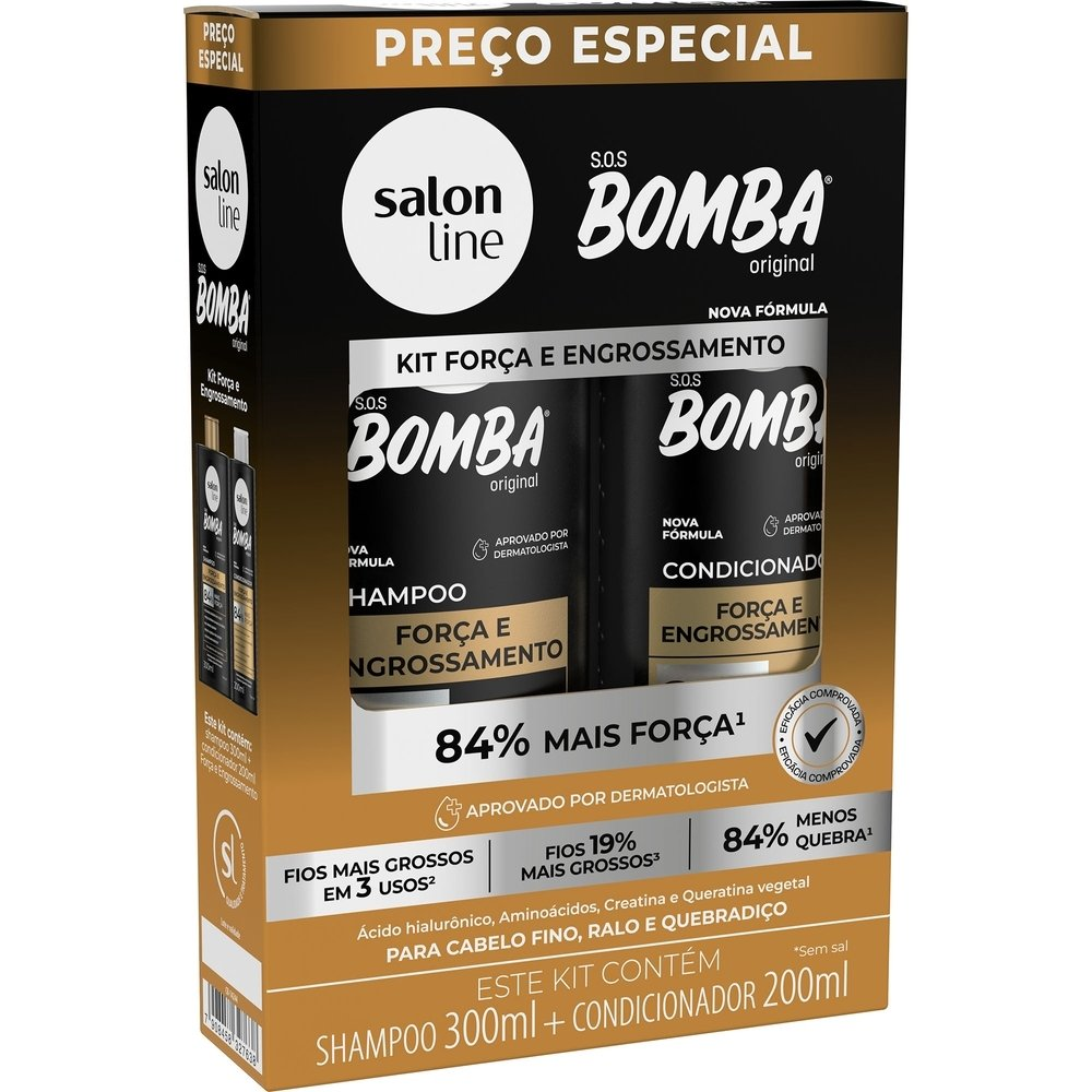 Kit Shampoo 300ml + Condicionador Salon Line Bomba Força e Engrossamento 200ml Kit Shampoo 300ml + Condicionador Salon Line Bomba Força e Engrossamento 200ml