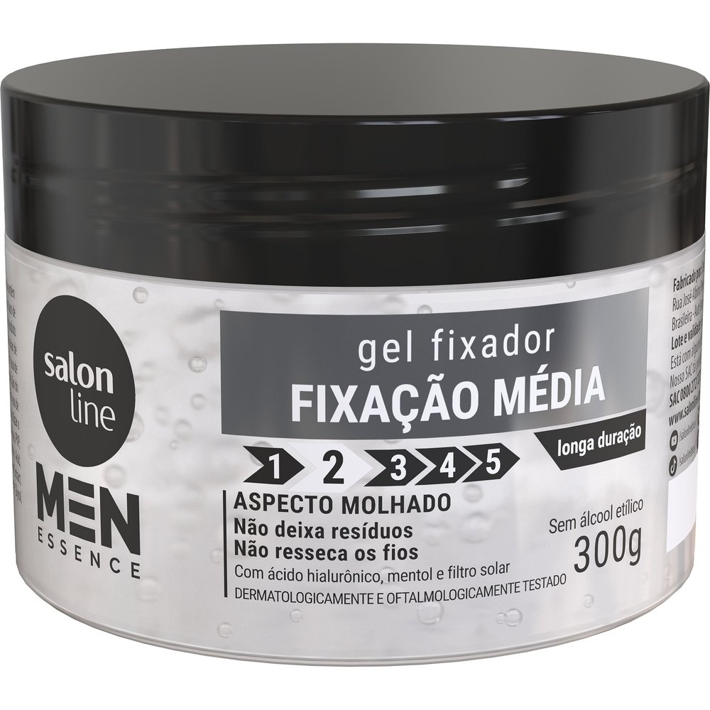 Gel Fixador Salon Line Men Essence Fixação Média 300g Gel Fixador Salon Line Men Essence Fixação Média 300g