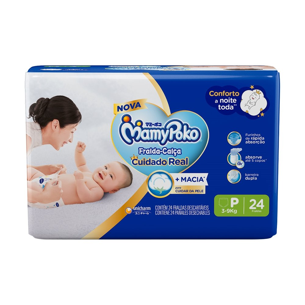 Fralda Descartável MamyPoko Calça Regular Tamanho P - 6 Pacotes com 24 Fraldas - Total 144 Tiras Fralda Descartável MamyPoko Calça Regular Tamanho P - 6 Pacotes com 24 Fraldas - Total 144 Tiras