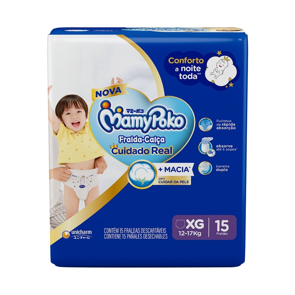 Fralda Descartável MamyPoko Calça Regular Tamanho XG - 6 Pacotes com 15 Fraldas - Total 90 Tiras Fralda Descartável MamyPoko Calça Regular Tamanho XG - 6 Pacotes com 15 Fraldas - Total 90 Tiras