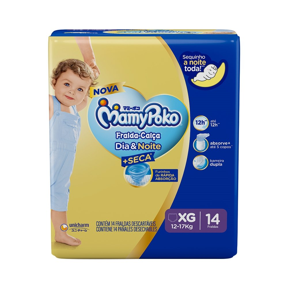 Fralda Descartável MamyPoko Calça Dia & Noite Tamanho XG - 6 Pacotes com 14 Fraldas - Total 84 Tiras Fralda Descartável MamyPoko Calça Dia & Noite Tamanho XG - 6 Pacotes com 14 Fraldas - Total 84 Tiras