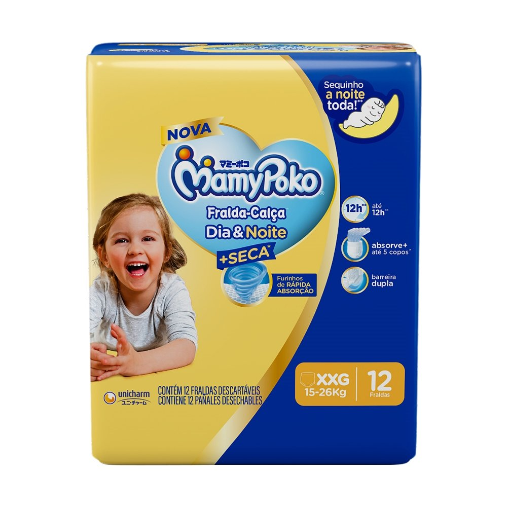 Fralda Descartável MamyPoko Calça Dia & Noite Tamanho XXG - 6 Pacotes com 12 Fraldas - Total 72 Tiras Fralda Descartável MamyPoko Calça Dia & Noite Tamanho XXG - 6 Pacotes com 12 Fraldas - Total 72 Tiras