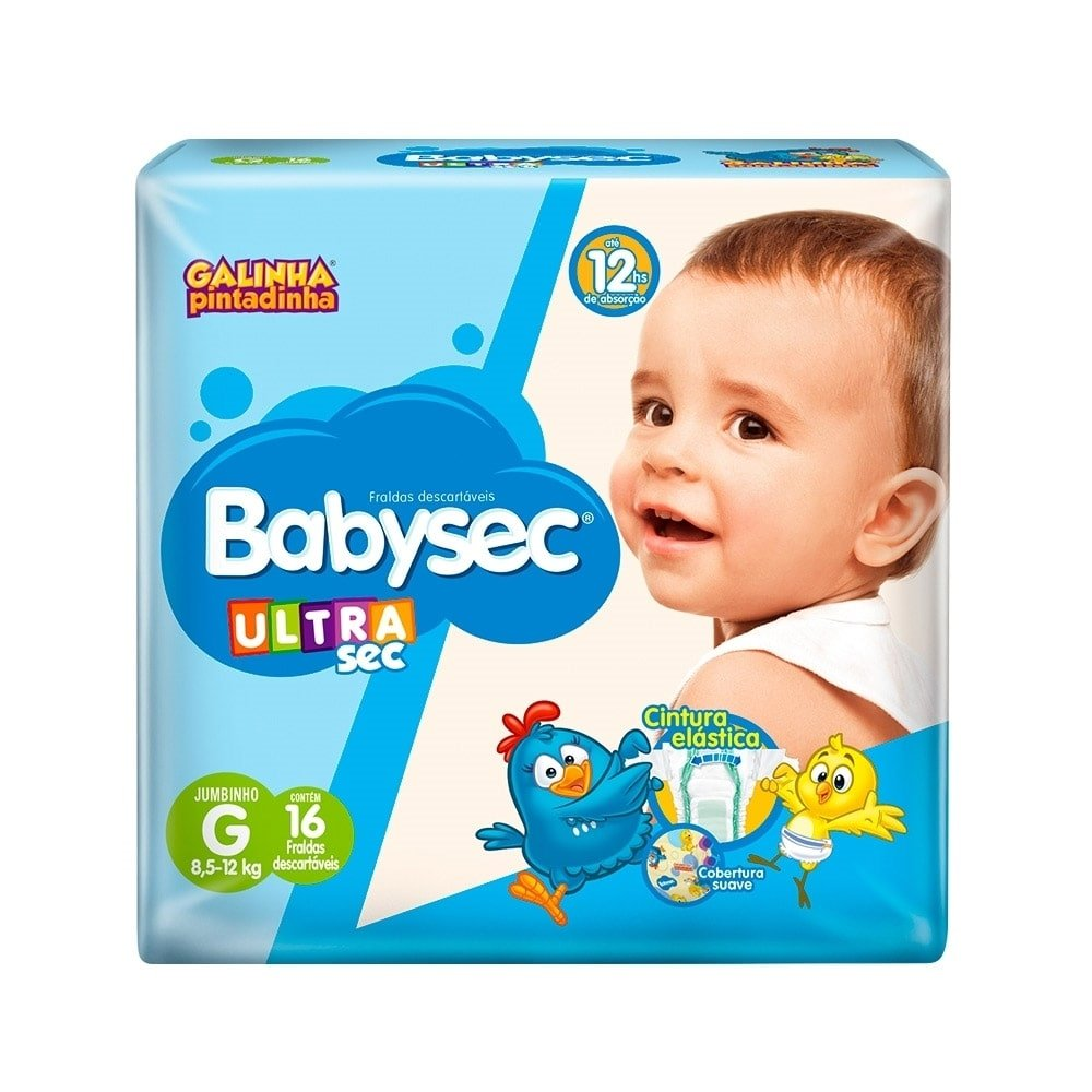 Fralda Descartável Babysec Ultra Jumbinho Galinha Pintadinha Tamanho G - 8 Pacotes com 16 Fraldas - Total 128 Tiras Fralda Descartável Babysec Ultra Jumbinho Galinha Pintadinha Tamanho G - 8 Pacotes com 16 Fraldas - Total 128 Tiras