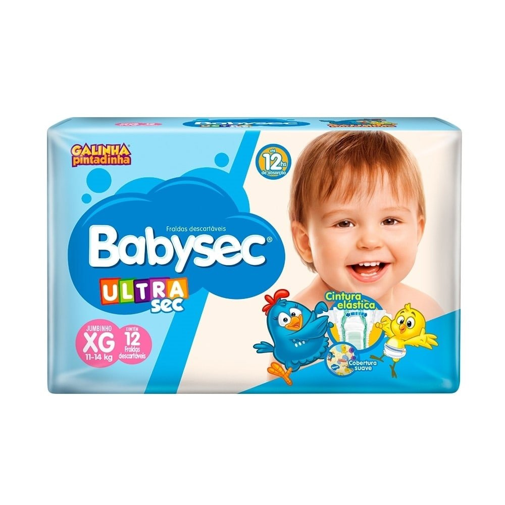 Fralda Descartável Babysec Ultra Jumbinho Galinha Pintadinha Tamanho XG - 8 Pacotes com 12 Fraldas - Total 96 Tiras Fralda Descartável Babysec Ultra Jumbinho Galinha Pintadinha Tamanho XG - 8 Pacotes com 12 Fraldas - Total 96 Tiras