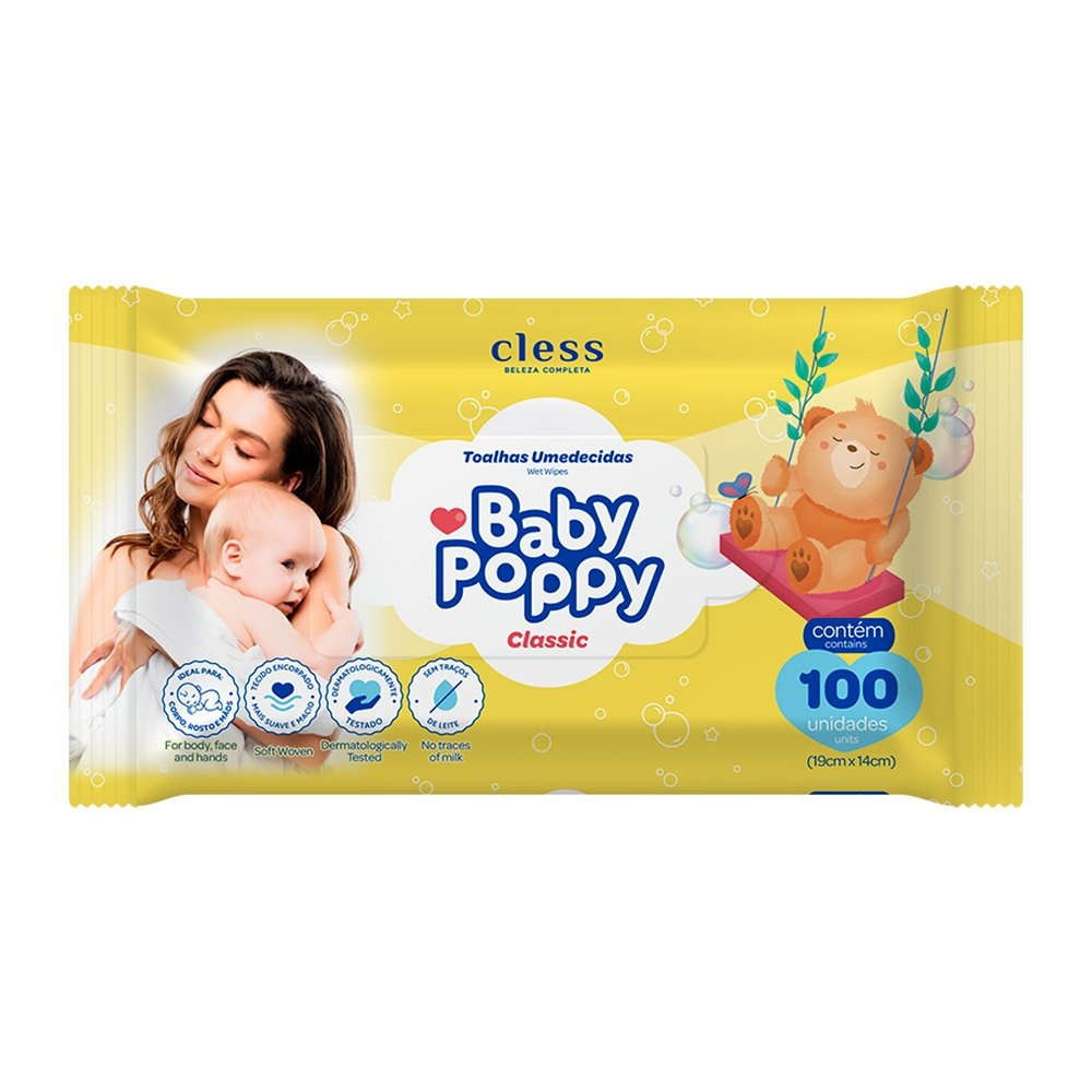Toalhas Umedecidas Baby Poppy - Pacote com 100 Toalhas Toalhas Umedecidas Baby Poppy - Pacote com 100 Toalhas