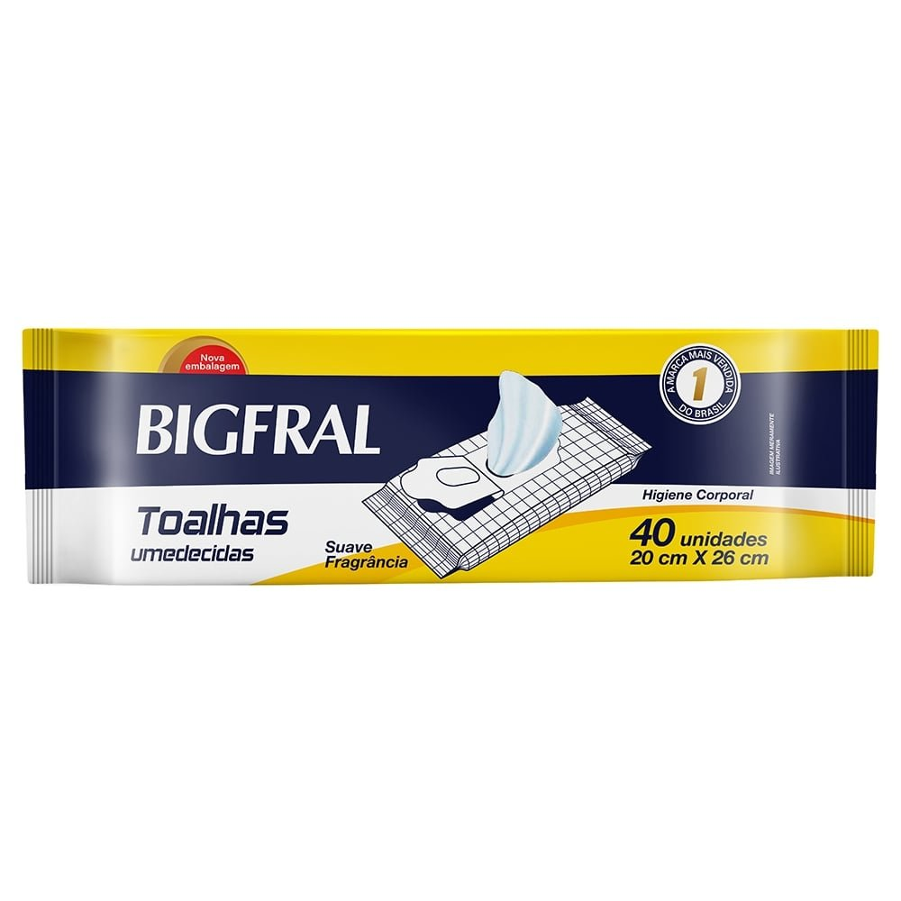 Toalhas Umedecidas Bigfral - Pacote com 40 Toalhas Toalhas Umedecidas Bigfral - Pacote com 40 Toalhas