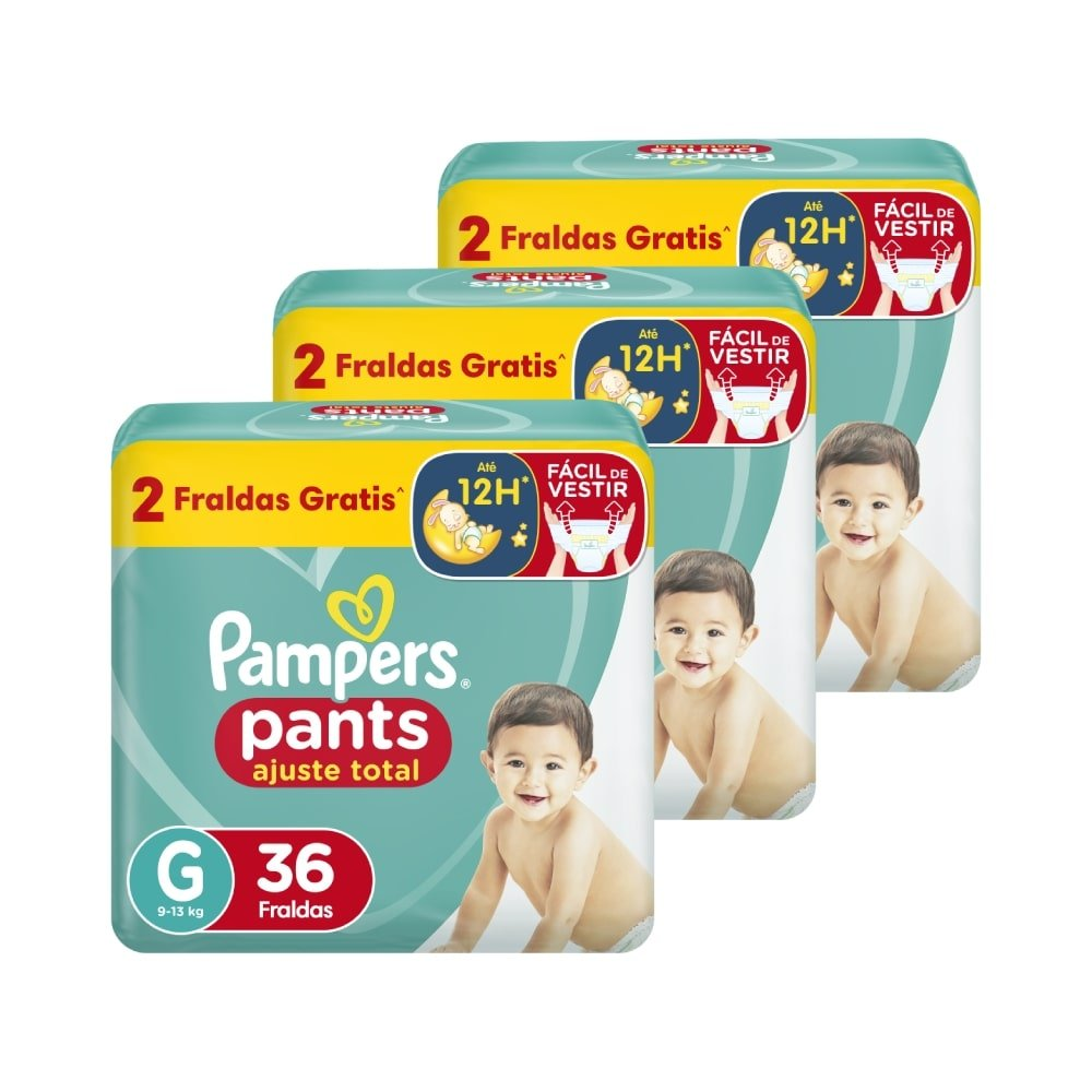 Fralda Descartável Pampers Pants Tamanho G - 3 Pacotes com 36 Fraldas - Total 108 Tiras Fralda Descartável Pampers Pants Tamanho G - 3 Pacotes com 36 Fraldas - Total 108 Tiras