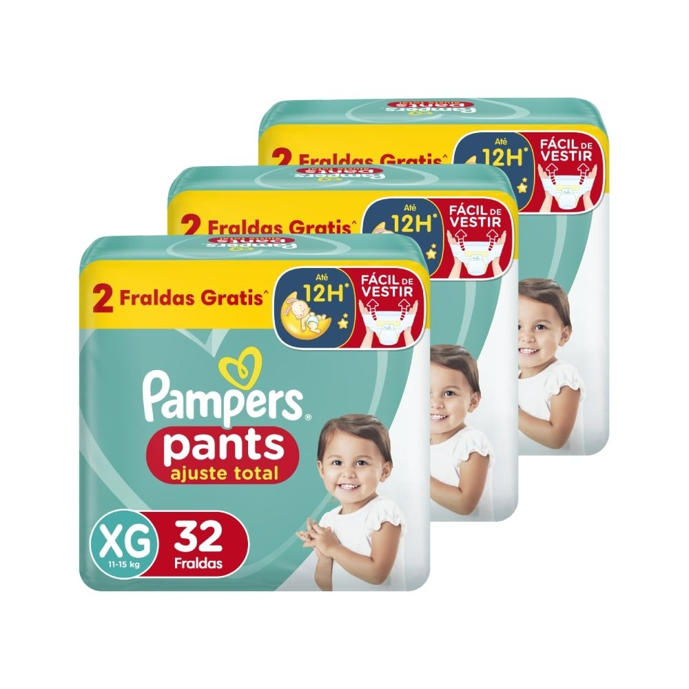 Fralda Descartável Pampers Pants Tamanho XG - 4 Pacotes com 32 Fraldas - Total 128 Tiras Fralda Descartável Pampers Pants Tamanho XG - 4 Pacotes com 32 Fraldas - Total 128 Tiras