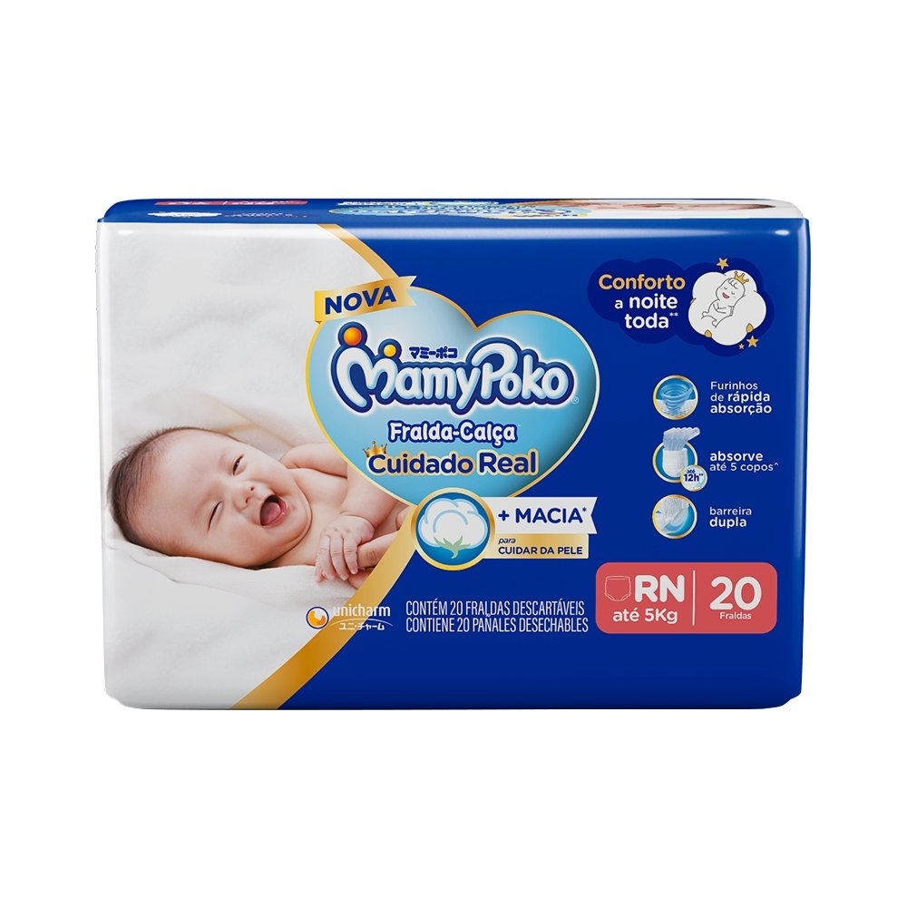 Fralda Descartável Mamypoko Calça Regular Tamanho RN - 6 Pacotes com 20 Fraldas - Total 120 Tiras Fralda Descartável Mamypoko Calça Regular Tamanho RN - 6 Pacotes com 20 Fraldas - Total 120 Tiras