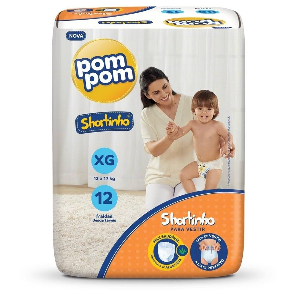 Fralda Descartável Pom Pom Shortinho Jumbinho Tamanho XG - 8 Pacotes com 12 Fraldas - Total 96 Tiras Fralda Descartável Pom Pom Shortinho Jumbinho Tamanho XG - 8 Pacotes com 12 Fraldas - Total 96 Tiras
