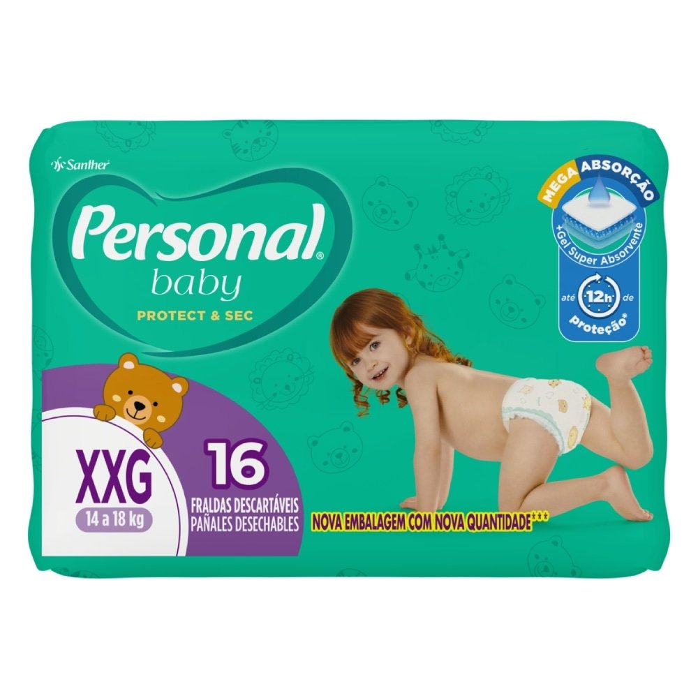 Fralda Descartável Personal Soft & Protect Jumbo Tamanho XXG - 12 Pacotes com 16 Fraldas - Total 192 Tiras Fralda Descartável Personal Soft & Protect Jumbo Tamanho XXG - 12 Pacotes com 16 Fraldas - Total 192 Tiras