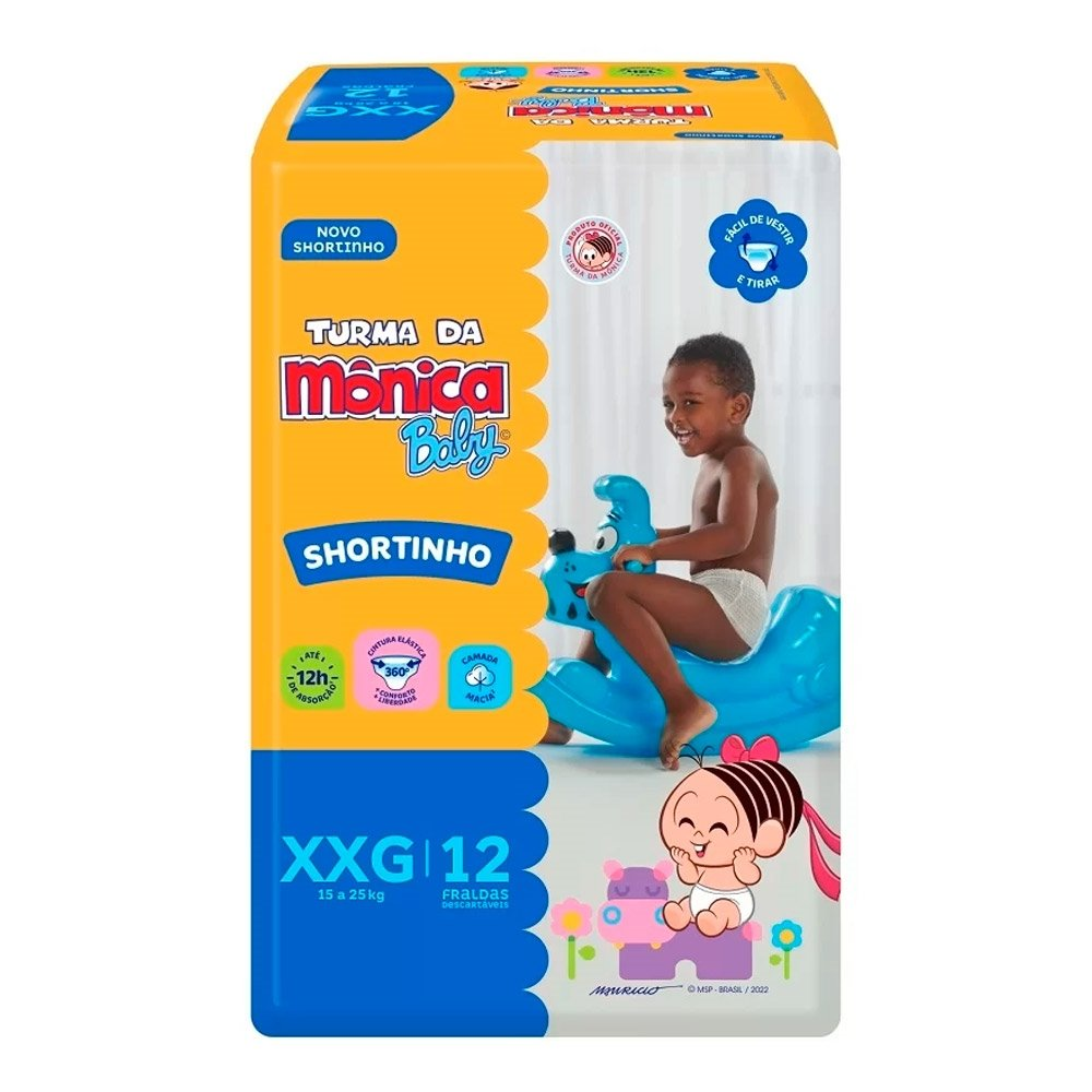 Fralda Descartável Turma da Mônica Shortinho Jumbinho Tamanho XXG - 8 Pacotes com 12 Fraldas - Total 96 Tiras Fralda Descartável Turma da Mônica Shortinho Jumbinho Tamanho XXG - 8 Pacotes com 12 Fraldas - Total 96 Tiras