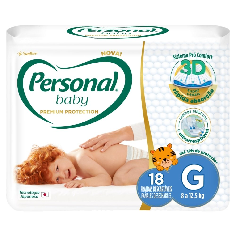 Fralda Descartável Personal Premium Jumbo Tamanho G - 12 Pacotes com 18 Fraldas - Total De 216 Tiras Fralda Descartável Personal Premium Jumbo Tamanho G - 12 Pacotes com 18 Fraldas - Total De 216 Tiras