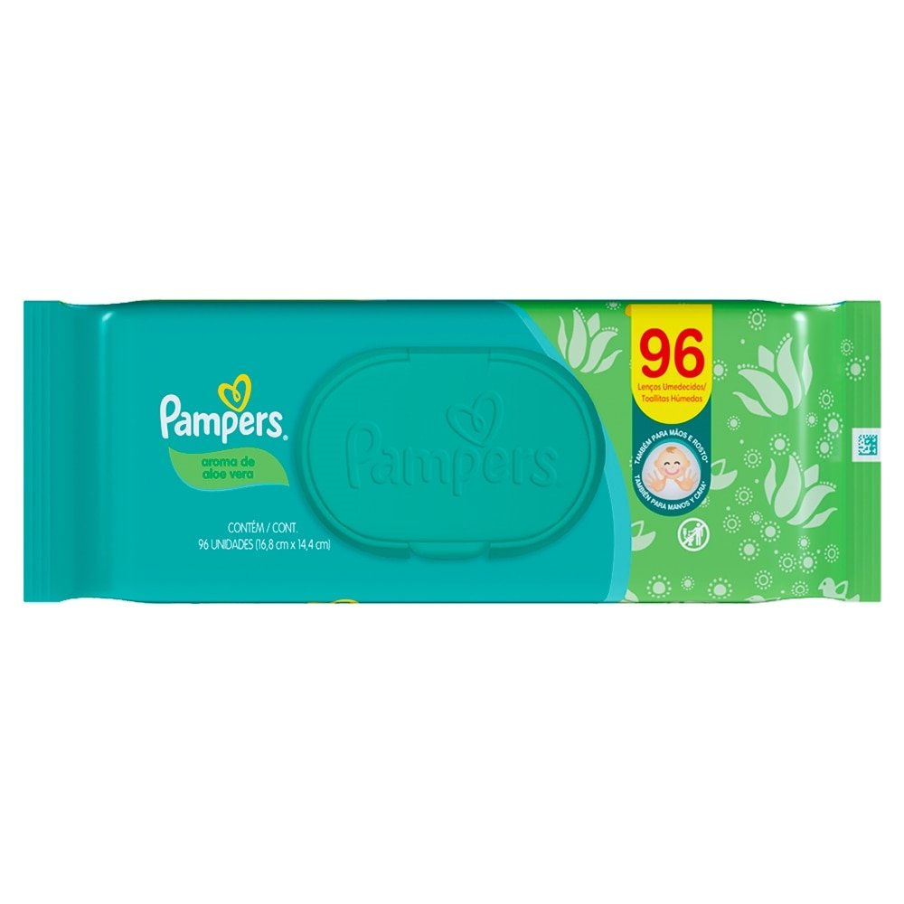 Lenços Umedecidos Pampers Aloe Vera - Pacote com 96 Unidades Lenços Umedecidos Pampers Aloe Vera - Pacote com 96 Unidades