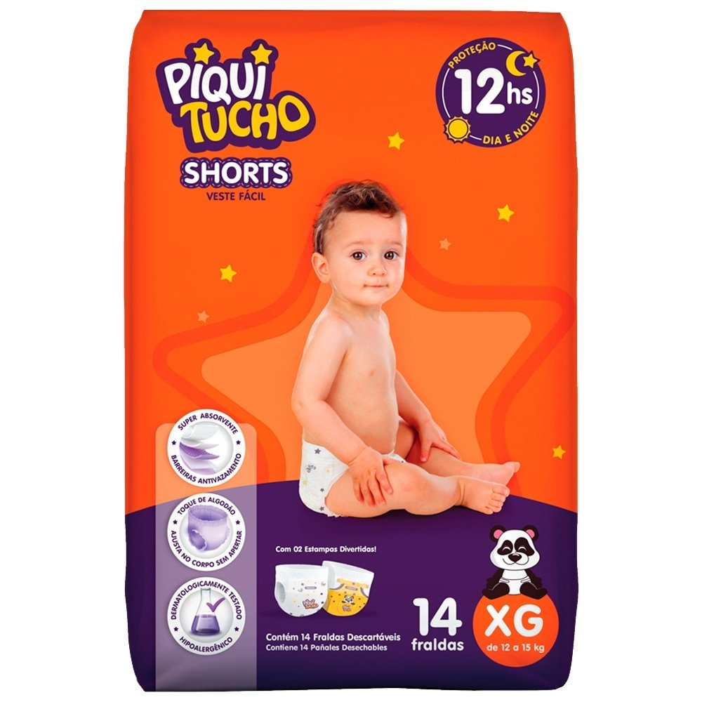 Fralda Descartável Piquitucho Shorts Jumbinho Tamanho XG - 8 Pacotes com 14 Tiras - Total de 112 Tiras Fralda Descartável Piquitucho Shorts Jumbinho Tamanho XG - 8 Pacotes com 14 Tiras - Total de 112 Tiras