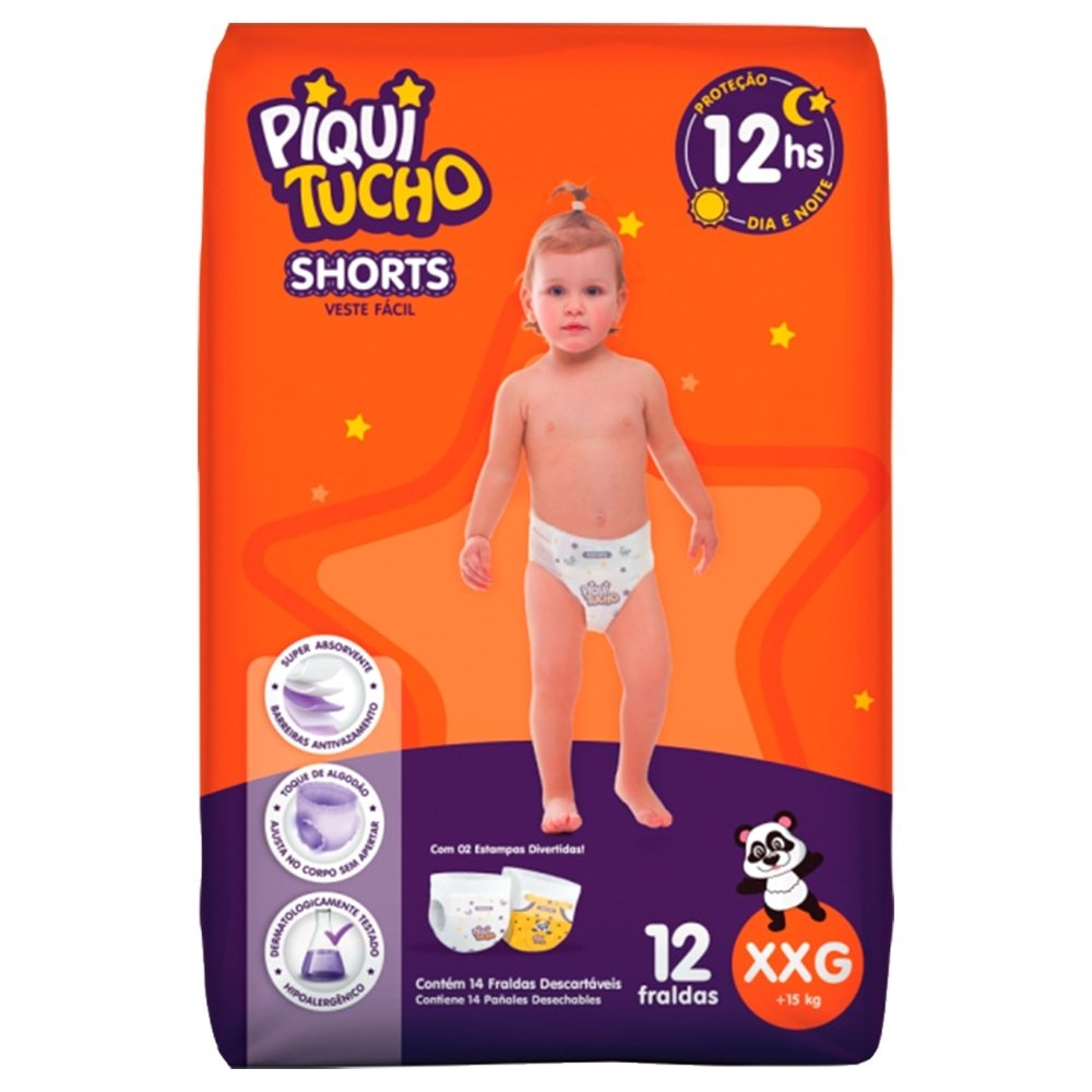 Fralda Descartável Piquitucho Shorts Jumbinho Tamanho XXG - 8 Pacotes com 12 Tiras - Total de 96 Tiras Fralda Descartável Piquitucho Shorts Jumbinho Tamanho XXG - 8 Pacotes com 12 Tiras - Total de 96 Tiras