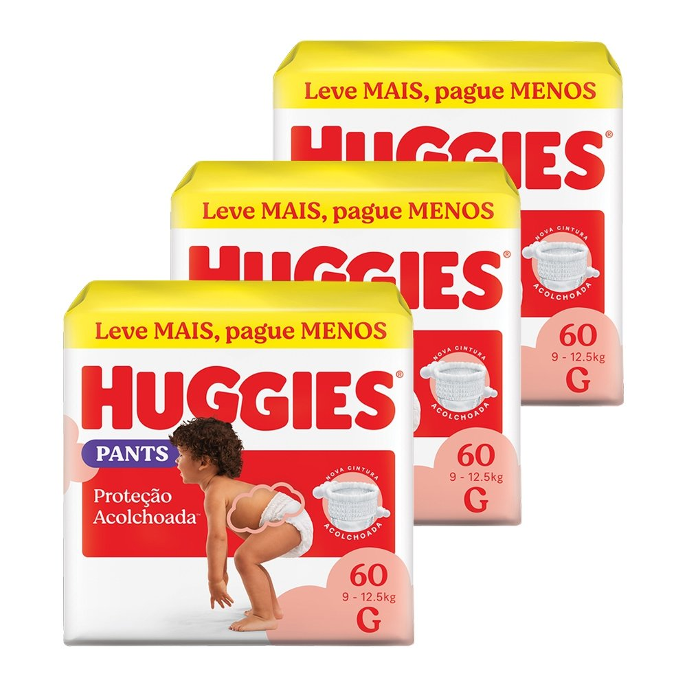Fralda Descartável Huggies Hiper Roupinha Supreme Care Tamanho G - 3 Pacotes com 60 Fraldas - Total 180 Tiras Fralda Descartável Huggies Hiper Roupinha Supreme Care Tamanho G - 3 Pacotes com 60 Fraldas - Total 180 Tiras