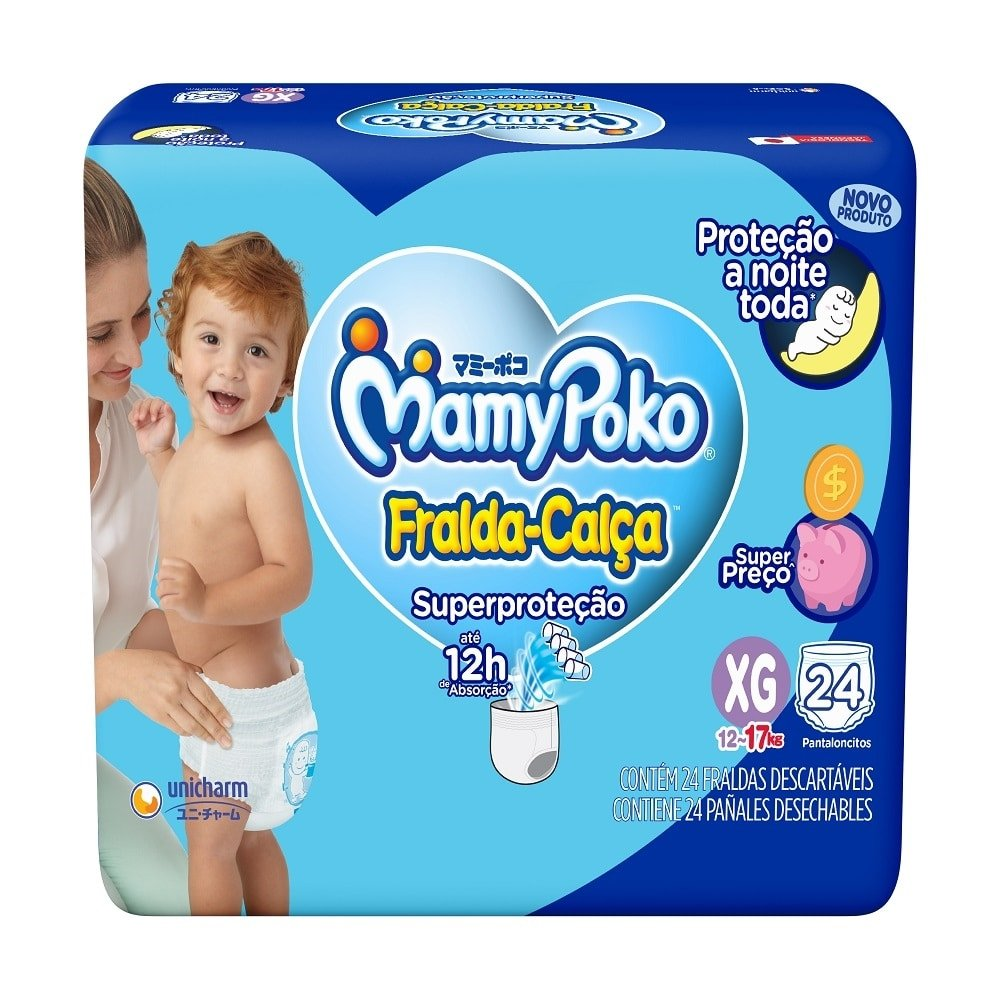 Fralda Descartável MamyPoko Calça Super Proteção Jumbo Tamanho XG - 4 Pacotes com 24 Fraldas - Total 96 Tiras Fralda Descartável MamyPoko Calça Super Proteção Jumbo Tamanho XG - 4 Pacotes com 24 Fraldas - Total 96 Tiras