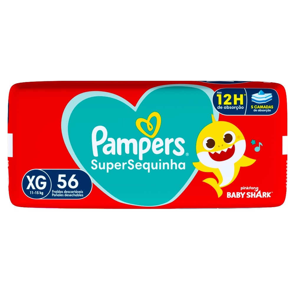 Fralda Descartável Pampers Supersequinha Tamanho XG - 2 Pacotes com 56 Fraldas - Total 112 Tiras Fralda Descartável Pampers Supersequinha Tamanho XG - 2 Pacotes com 56 Fraldas - Total 112 Tiras