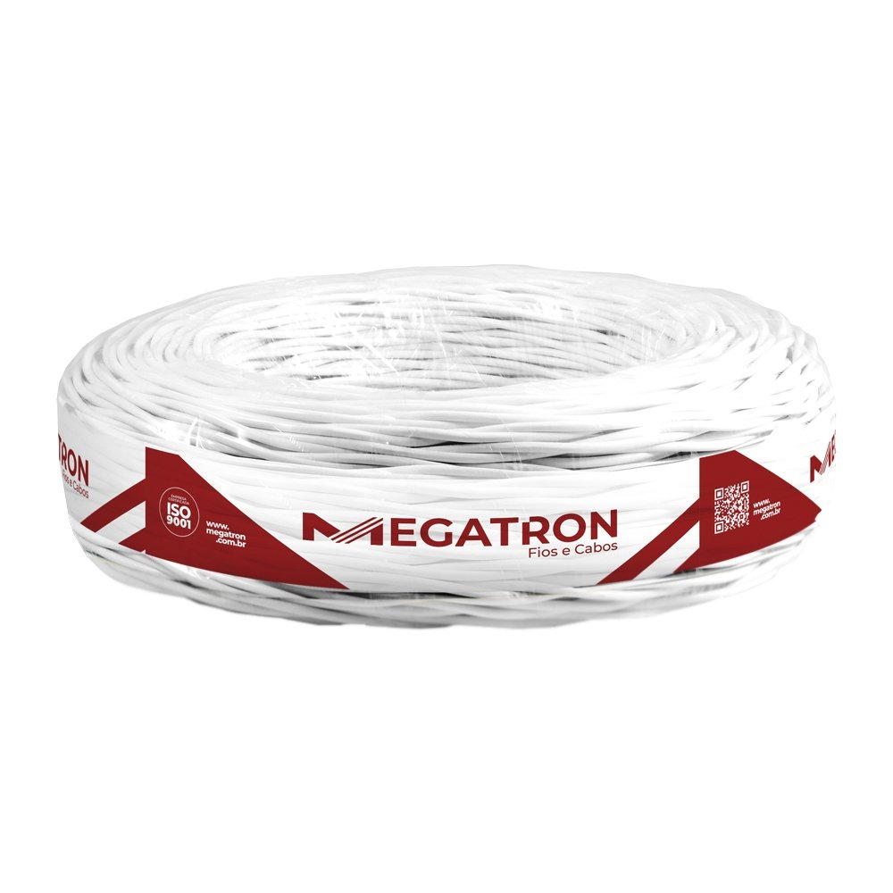 Cordão Torcido Megatron 2x4mmx100m Rolo 300V Branco Cordão Torcido Megatron 2x4mmx100m Rolo 300V Branco