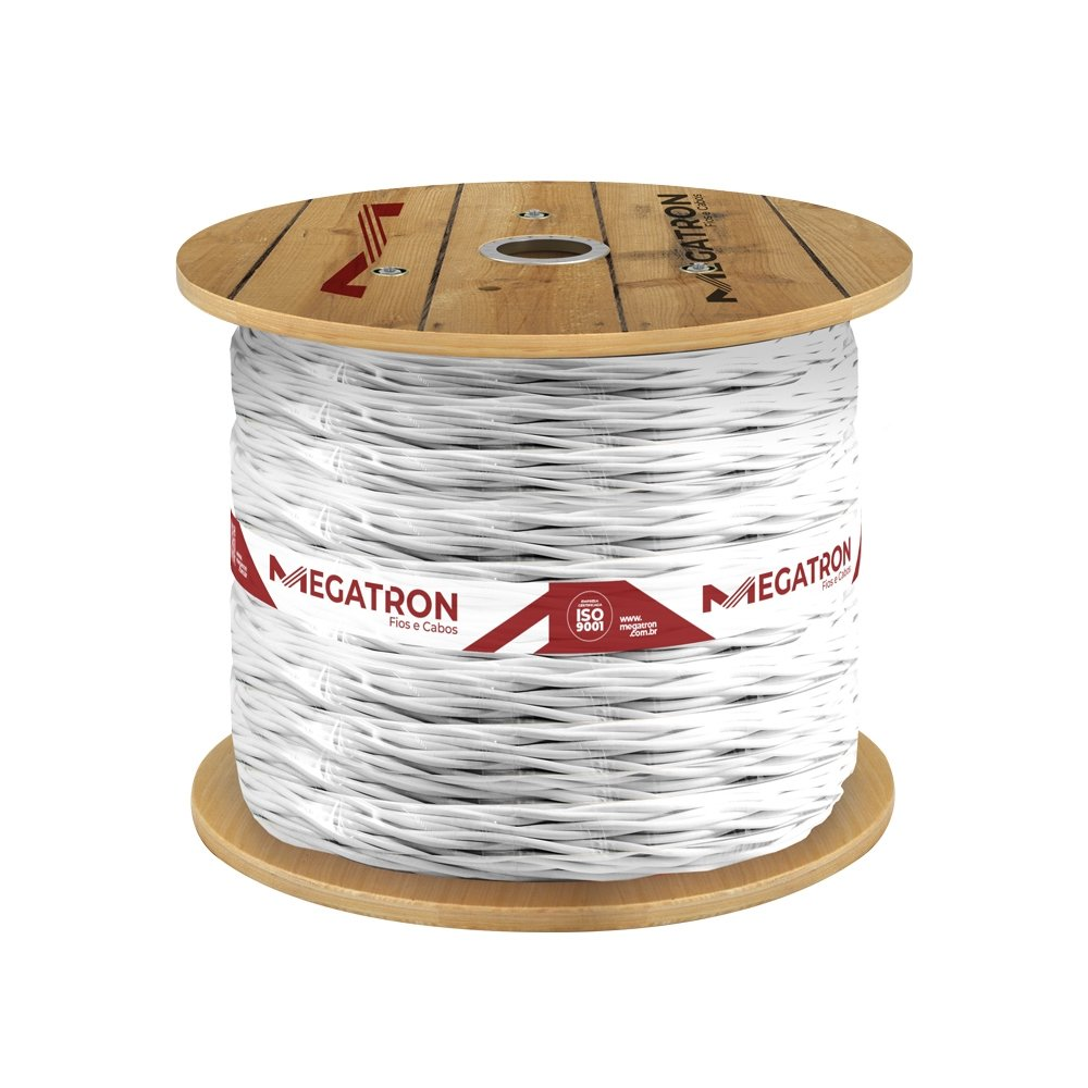 Cordão Torcido Megatron 2x2,5mmx500m Bobina 300V Branco Cordão Torcido Megatron 2x2,5mmx500m Bobina 300V Branco