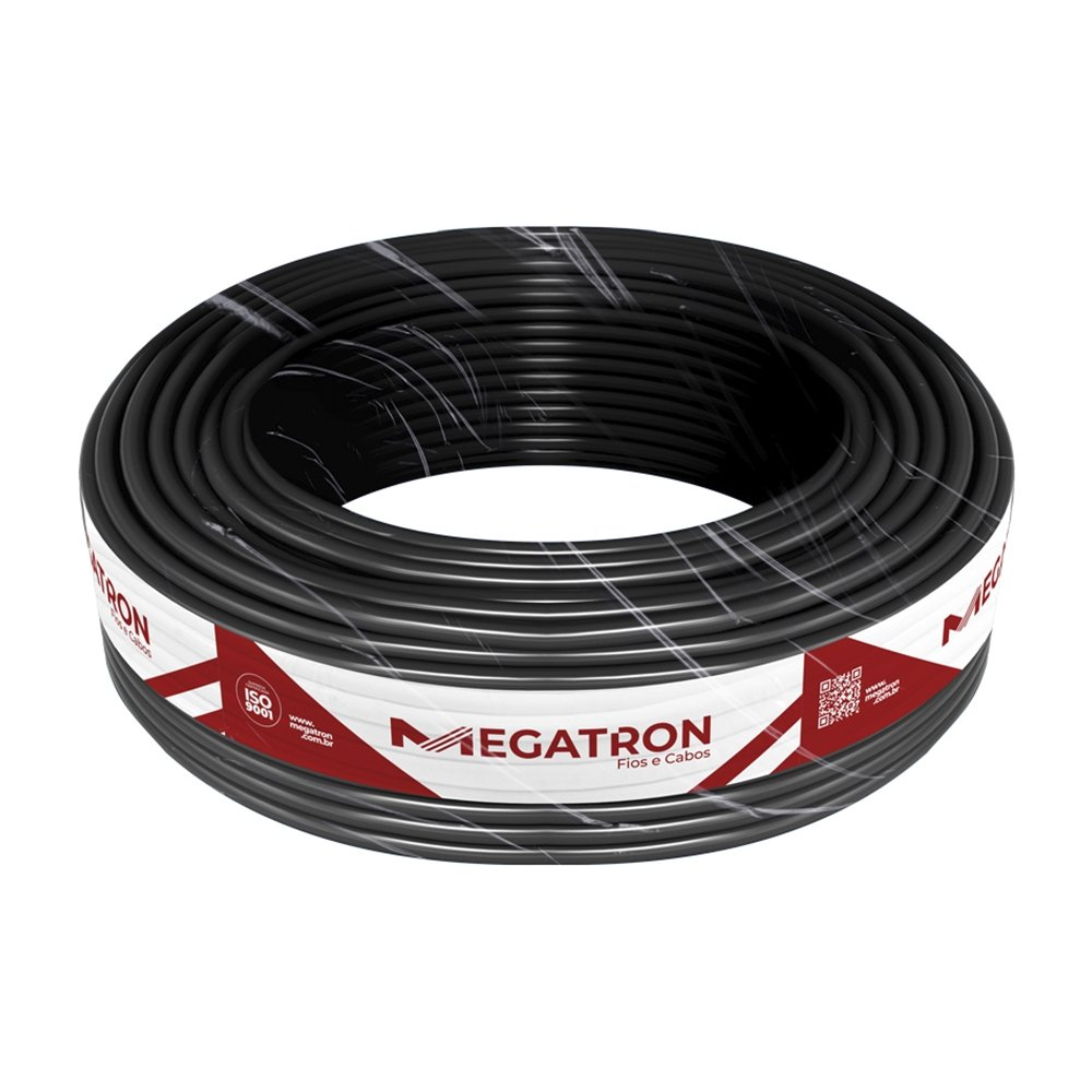 Cabo PP Megatron 3X2,5MMx100M Rolo 500V Preto Cabo PP Megatron 3X2,5MMx100M Rolo 500V Preto